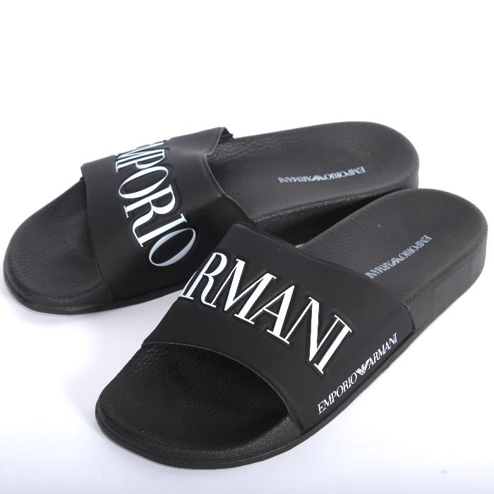 EMPORIO ARMANI エンポリオアルマーニ シャワーサンダル ブラック X4P094 XL792 A120 スポサン ビーチサンダル ビーサン シューズ 靴